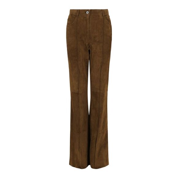 Ferragamo Suede Flared Pants Brown Womens
